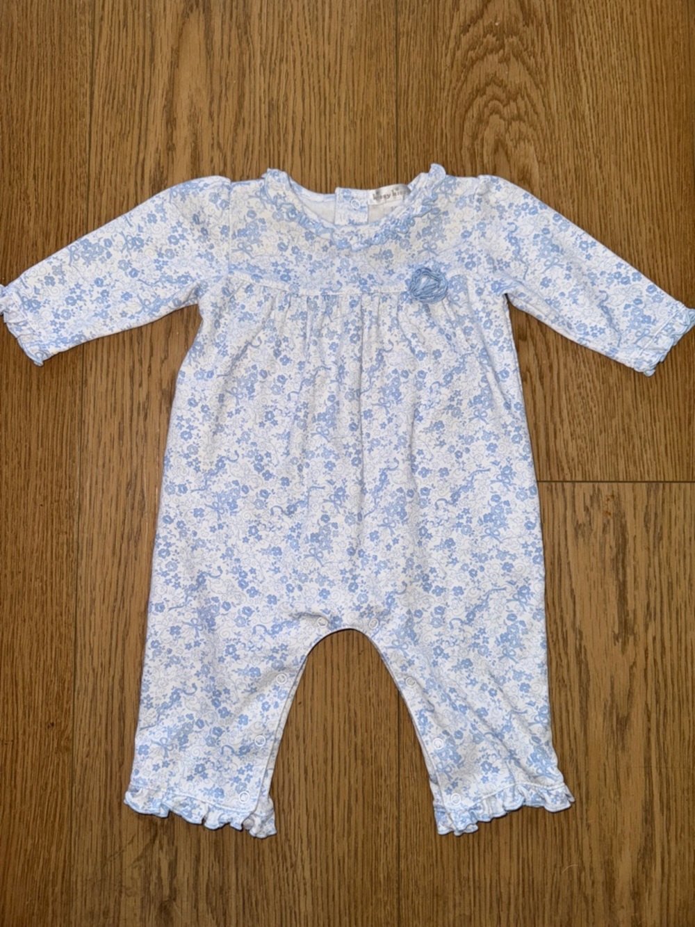 Kissy Kissy 3-6M Baby Floral Long-Sleeve One-Piece Romper - Light Blue